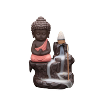 Keramik Weihrauch Weihrauchbrenner Rückfluss Turm Kegel Sticks Halter Keramik Porzellan Buddha Mönch Esche Catcher- Blau