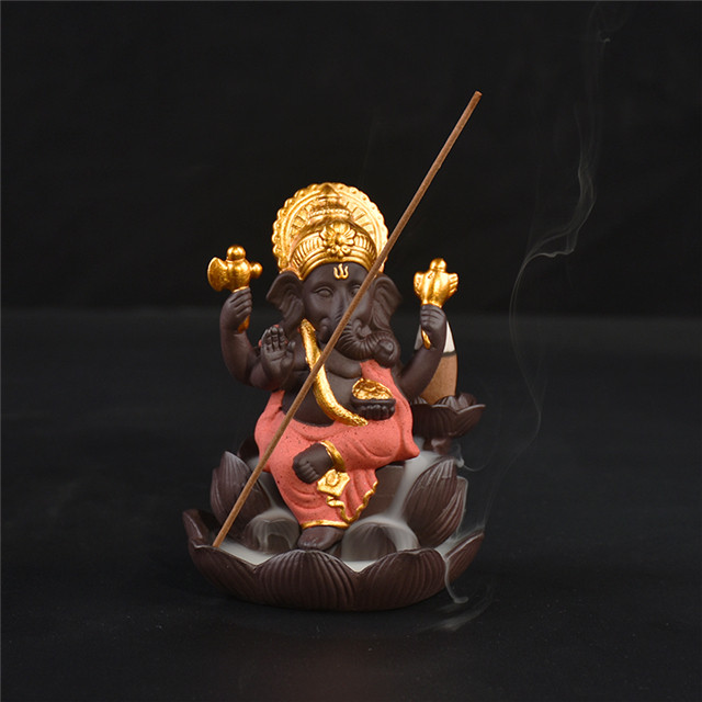 Gules sitzende Stil Ganesha Weihrauchbrenner Keramik Weihrauch Brenner Backflus 