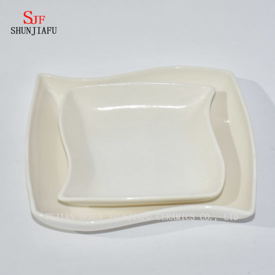 Geschirrteller aus weißem Porzellan Geschirrteller Gemalte Dip-Sauce für Vorspeise, Dessert, Salat, Snack, Sushi, Obst, Brot - 4er-Set