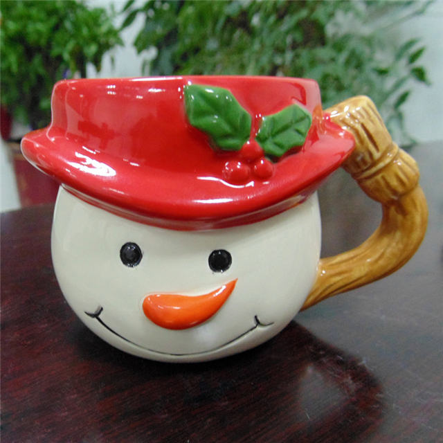 Schneemann mit Hut Design Keramik Eisbecher