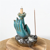Keramik Buddha Hände blauer Rückfluss Räucherbrenner