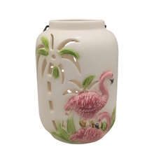 Hurricane Lampe von Keramik Rundhohl Relief Flamingo