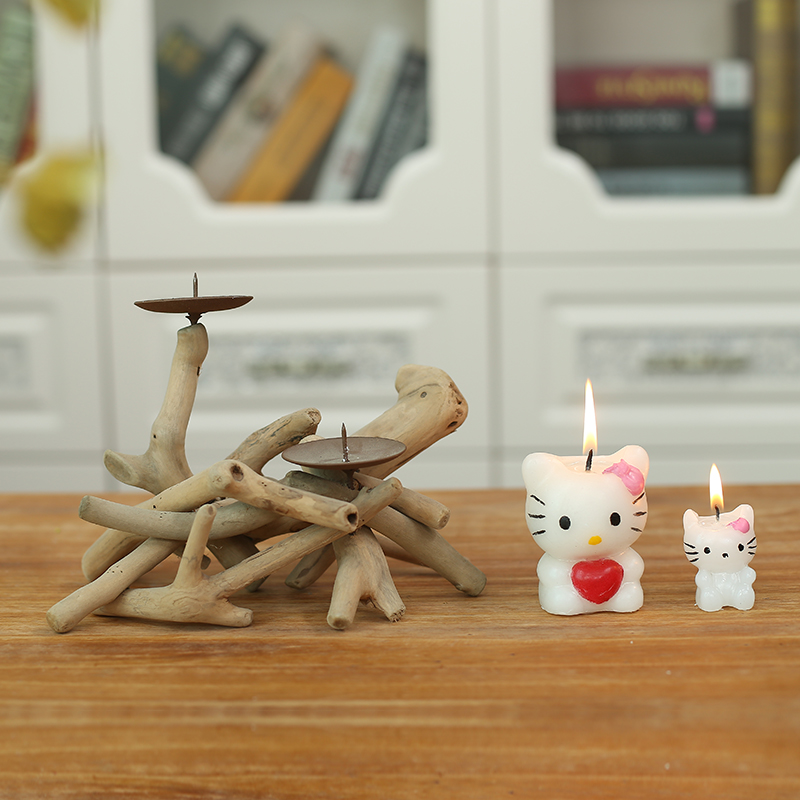 Driftwood Teelight 2 Kerzenschalen Herzstück mit 2 Glasbehältern von Handwerksleben