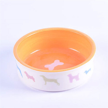 Schüssel außerhalb bedruckter Hund Rosa Schüssel Boden Druckknochen Bilder Keramik Pet Feeder Keramik Hundenapf