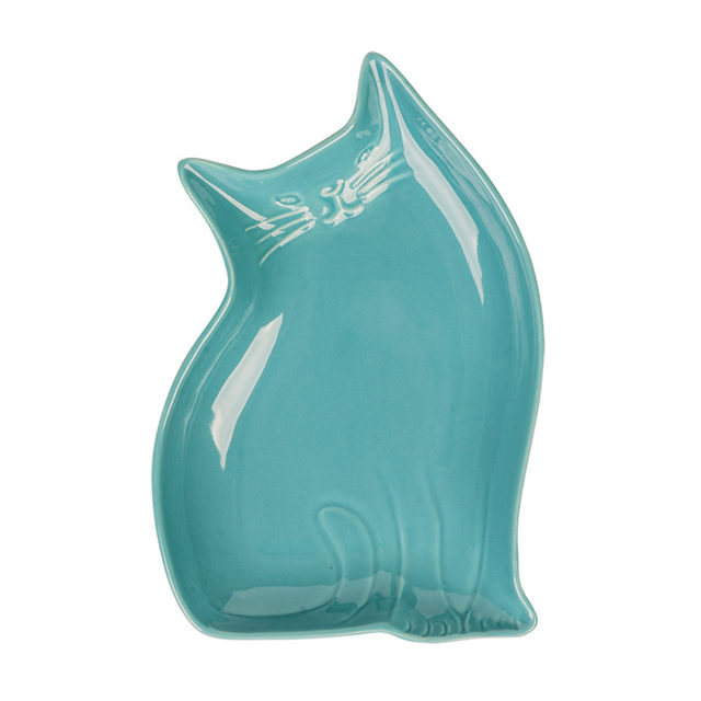 Cat Style Keramikplatte Keramik Pet Feeder Blue Ceramic Dog Bowl