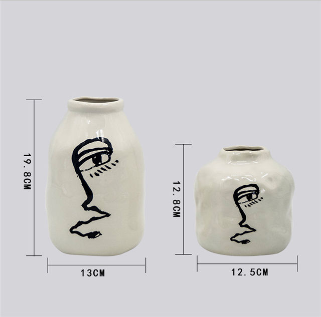 Hauptdekoration Handarbeit Zeichnung Gesichter gemalt Bild abstrakte Gesichter dekorative Keramik Gesicht Vase