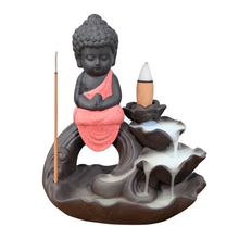 Keramikroter Buddha Backflow -Kegel -Weihrauchhalter