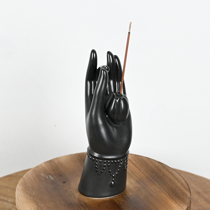 Keramik schwarzer Weihrauch-Stickhalter Buddha's-Style-Design Design
