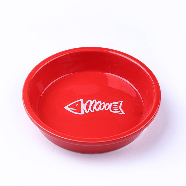 Boden der Schüssel mit dem Drucken von weißem FischDie Bone Ceramic Pet Dog Food Bowl Wasserschale Ceramic Cat Bowl Single Bowl