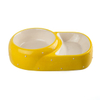 Archie Exclusive Use Doppelschale hoch und niedrig gelbe Keramik Pet Feeder Keramik Hundenapf