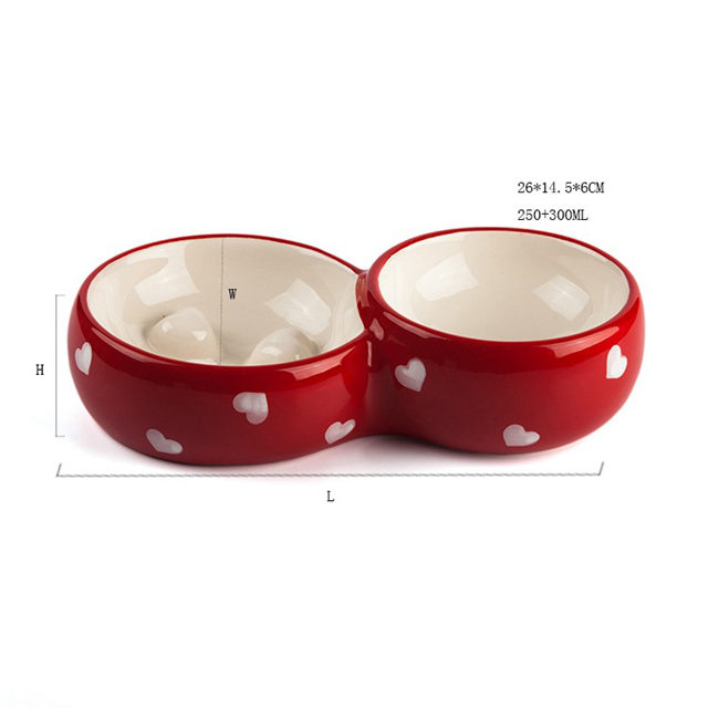 Milo Exclusive Use Double Bowl Style Roter Keramik-Futterautomat Keramik-Hundenapf