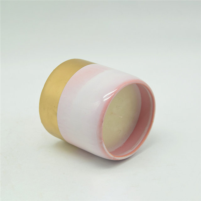 rosa plattierte Rose und Gold gesprenkeltes Design Keramikkerzenbecher