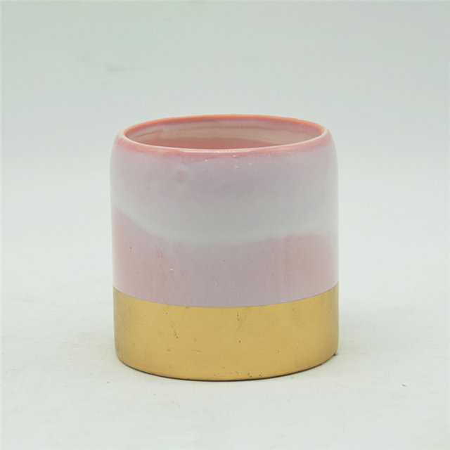 rosa plattierte Rose und Gold gesprenkeltes Design Keramikkerzenbecher
