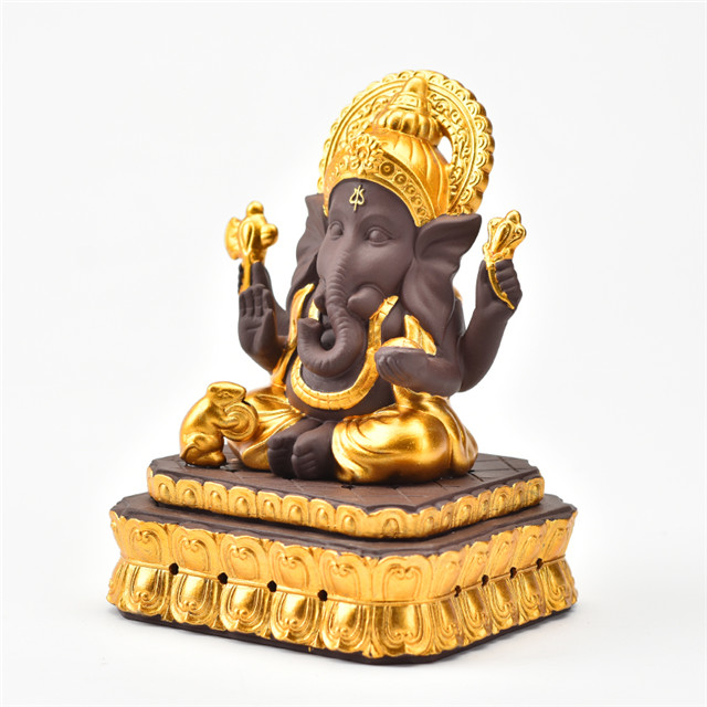 Keramik Golden Ganesha Weihrauchbrenner Hochzeitsversorgung Waterfall Wasserfall fließender Rückfluss 