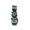 Tunning Keramik Ornament mit blauen drei Eulen von abnehmender Größe übereinander gestapelt