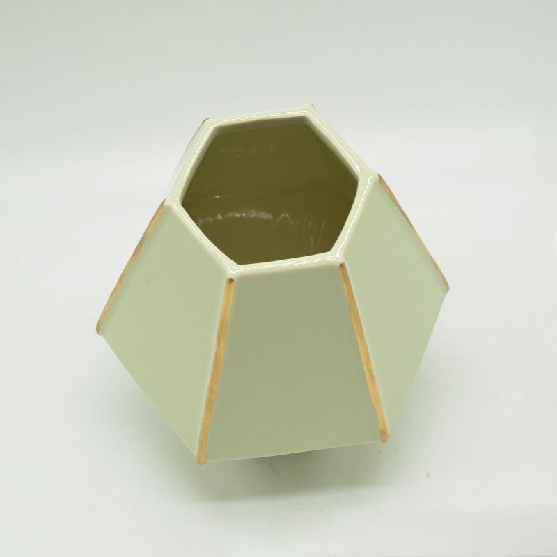 Heimtextilien Dekoration Tisch Keramik Vase Desktop Dekoration Polyhedrose Gelbe Keramik Vase